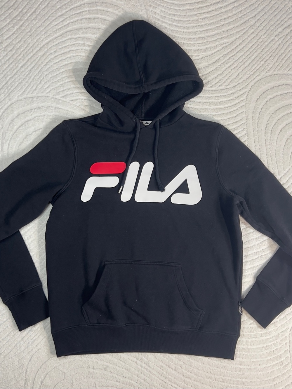 Fila Youth Black Hoodie with White and Red Logo